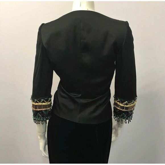 Emporio Armani Womens Blazer Jacket 1-Button Ruched Beaded Cuffs Rayon Sz 36 (2) - Picture 4 of 7